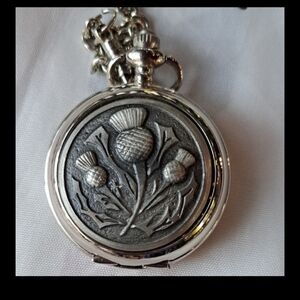 Elegant Silver Pocket Watch with Chain Needs A Battery